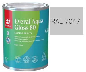 TIKKURILA Everal Aqua Gloss [80] 0,9l Połysk KOLOR POPIELATY JASNY RAL 7047