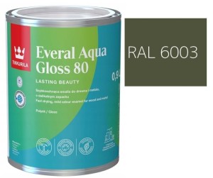 TIKKURILA Everal Aqua Gloss [80] 0,9l Połysk KOLOR ZIELONY OLIWKOWY RAL 6003