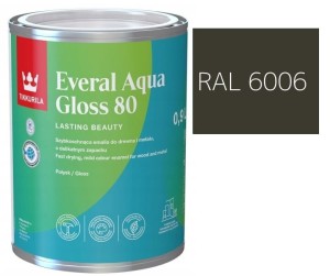 TIKKURILA Everal Aqua Gloss [80] 0,9l Połysk KOLOR OLIWKOWY BRĄZ RAL 6006