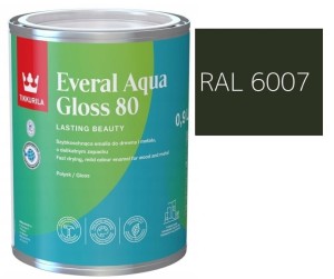 TIKKURILA Everal Aqua Gloss [80] 0,9l Połysk KOLOR ZIELONY BUTELKOWY RAL 6007