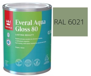 TIKKURILA Everal Aqua Gloss [80] 0,9l Połysk KOLOR ZIELONY BLADY  RAL 6021
