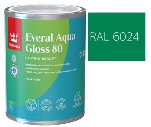 TIKKURILA Everal Aqua Gloss [80] 0,9l Połysk KOLOR ZIELONY OSTRZEGAWCZY  RAL 6024