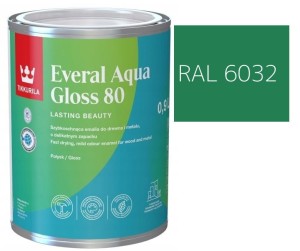TIKKURILA Everal Aqua Gloss [80] 0,9l Połysk KOLOR ZIELONY SYGNAŁOWY RAL 6032