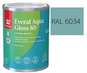 TIKKURILA Everal Aqua Gloss [80] 0,9l Połysk KOLOR TURKUS PASTELOWY RAL 6034