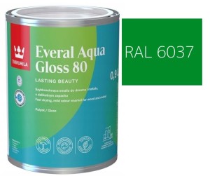 TIKKURILA Everal Aqua Gloss [80] 0,9l Połysk KOLOR ZIELONY CZYSTY RAL 6037