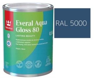 TIKKURILA Everal Aqua Gloss [80] 0,9l Połysk KOLOR FILOTETOWO NIEBIESKI RAL 5000