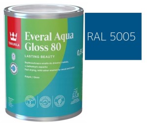 TIKKURILA Everal Aqua Gloss [80] 0,9l Połysk KOLOR NIEBIESKI SYGNAŁOWY RAL 5005