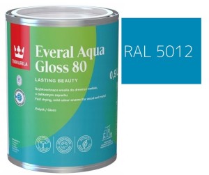 TIKKURILA Everal Aqua Gloss [80] 0,9l Połysk KOLOR NIEBIESKI JASNY RAL 5012