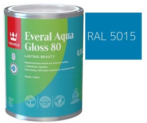 TIKKURILA Everal Aqua Gloss [80] 0,9l Połysk KOLOR NIEBIESKI ŚREDNI RAL 5015