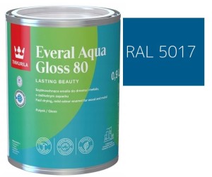 TIKKURILA Everal Aqua Gloss [80] 0,9l Połysk KOLOR NIEBIESKI OSTRZEGAWCZY RAL 5017