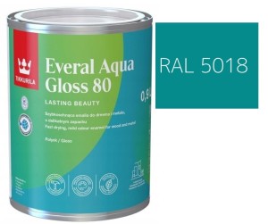 TIKKURILA Everal Aqua Gloss [80] 0,9l Połysk KOLOR TURKUSOWY RAL 5018