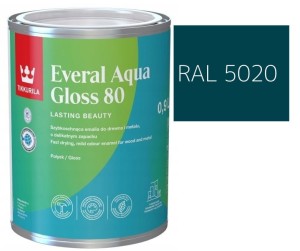 TIKKURILA Everal Aqua Gloss [80] 0,9l Połysk KOLOR NIEBIESKI OCEANICZNY RAL 5020