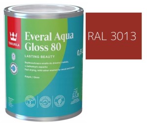 TIKKURILA Everal Aqua Gloss [80] 0,9l Połysk KOLOR CZERWONO POMIDOROWY RAL 3013