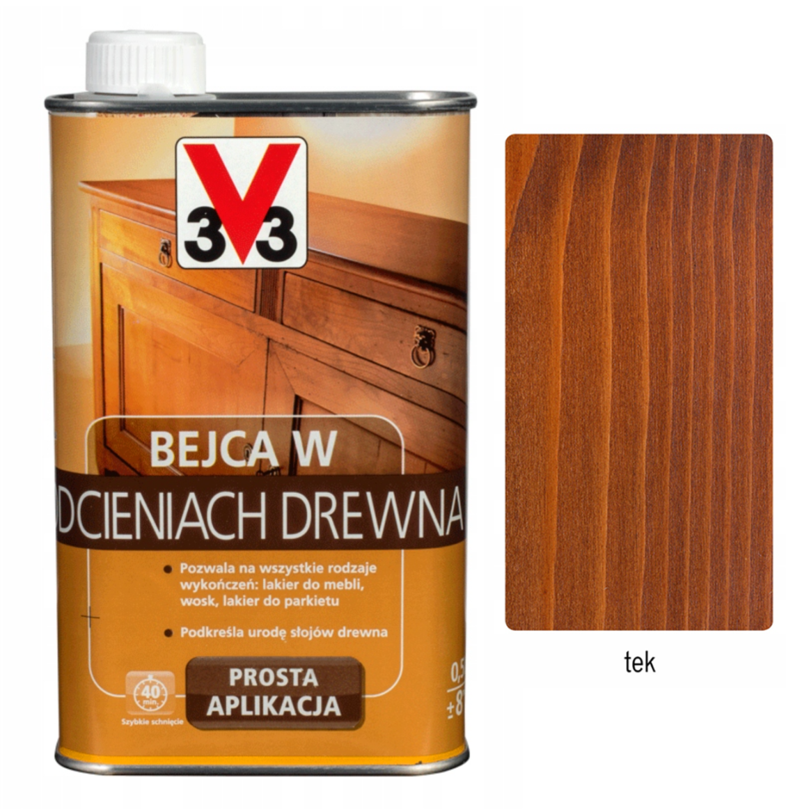V33 Bejca do drewna tek mat 0,5L