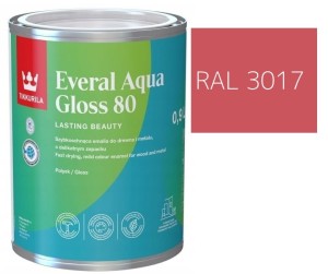 TIKKURILA Everal Aqua Gloss [80] 0,9l Połysk KOLOR CZERWONO RÓŻOWY RAL 3017