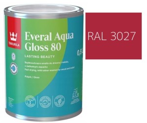 TIKKURILA Everal Aqua Gloss [80] 0,9l Połysk KOLOR MALINOWY RAL 3027