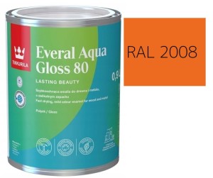 TIKKURILA Everal Aqua Gloss [80] 0,9l Połysk KOLOR POMARAŃCZOWY JASNY RAL 2008