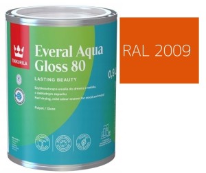 TIKKURILA Everal Aqua Gloss [80] 0,9l Połysk KOLOR POMARAŃCZOWY OSTRZEGAWCZY RAL 2009