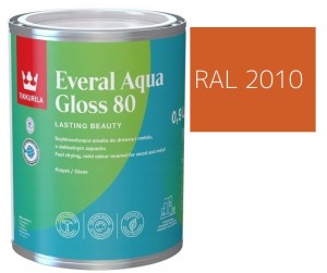 TIKKURILA Everal Aqua Gloss [80] 0,9l Połysk KOLOR POMARAŃCZOWY SYGNAŁOWY RAL 2010
