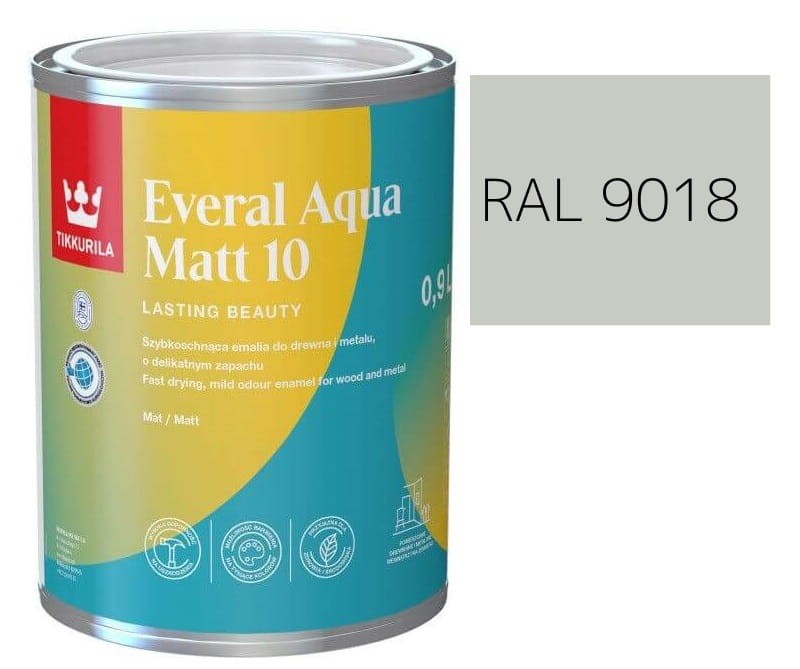 TIKKURILA Everal Aqua Matt [10]  0,9L KOLOR BIAŁY PAPIRUS RAL 9018