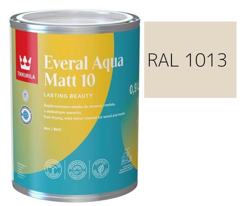 TIKKURILA Everal Aqua Matt [10]  0,9L KOLOR BIAŁY PERŁOWY RAL 1013
