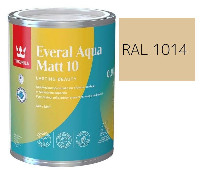 TIKKURILA Everal Aqua Matt [10]  0,9L KOLOR SŁOMKOWY RAL 1014