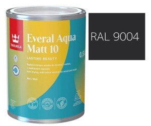TIKKURILA Everal Aqua Matt [10]  0,9L KOLOR CZARNY SYGNAŁOWY RAL 9004