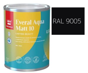 TIKKURILA Everal Aqua Matt [10]  0,9L KOLOR CZARNY RAL 9005
