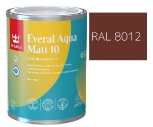 TIKKURILA Everal Aqua Matt [10]  0,9L KOLOR BRĄZOWY CZERWONY  RAL 8012