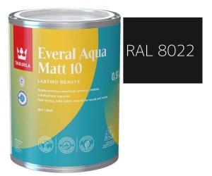 TIKKURILA Everal Aqua Matt [10]  0,9L KOLOR CZARNO BRĄZOWY RAL 8022
