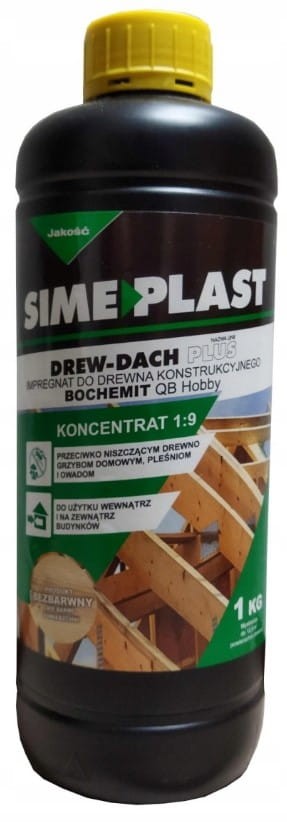 DREW DACH 1:9 Impregnat do drewna konstrukcyjnego więźby 1kg Bezbarwny