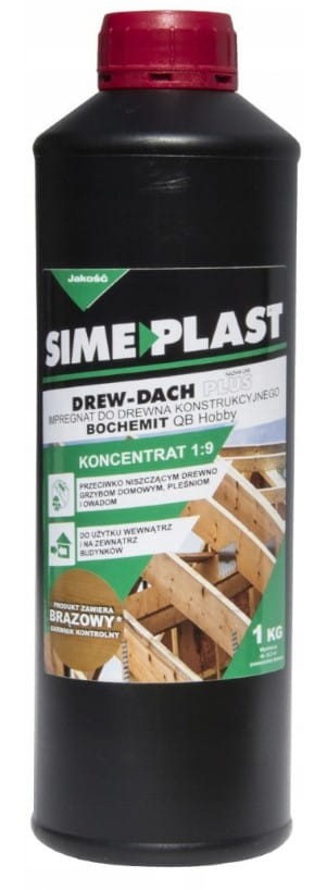 DREW DACH 1:9 Impregnat do drewna konstrukcyjnego więźby 1kg Brązowy