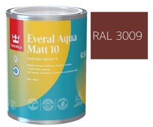 TIKKURILA Everal Aqua Matt [10]  0,9L KOLOR CZERWONY TLENKOWY  RAL 3009