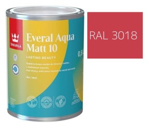 TIKKURILA Everal Aqua Matt [10]  0,9L KOLOR CZERWONO TRUSKAWKOWY RAL 3018