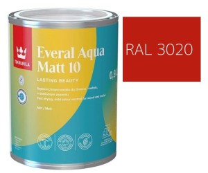 TIKKURILA Everal Aqua Matt [10]  0,9L KOLOR CZERWONY KOMUNIKACYJNY RAL 3020