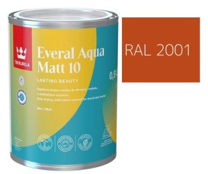 TIKKURILA Everal Aqua Matt [10]  0,9L KOLOR POMARAŃCZOWO CZERWONY RAL 2001