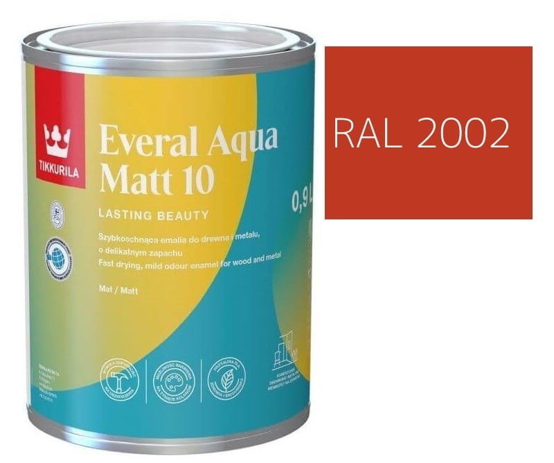TIKKURILA Everal Aqua Matt [10]  0,9L KOLOR CEGLASTY RAL 2002