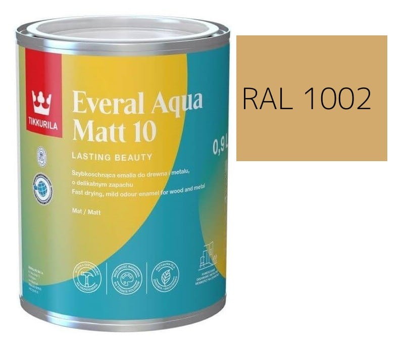 TIKKURILA Everal Aqua Matt [10]  0,9L KOLOR PIASKOWY RAL 1002