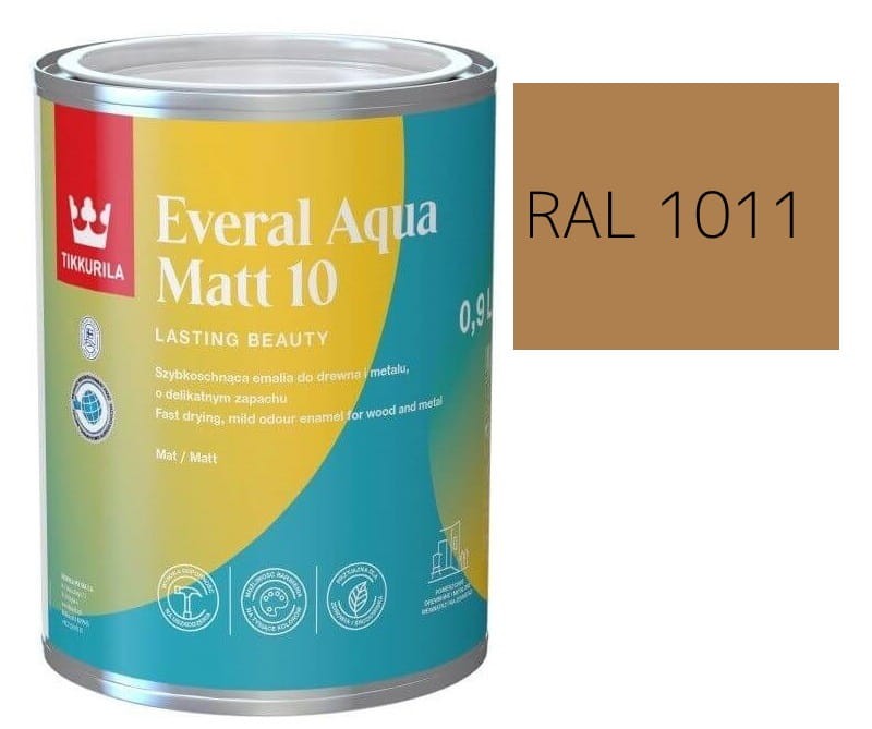 TIKKURILA Everal Aqua Matt [10]  0,9L KOLOR IRCHOWO BEŻOWY RAL 1011