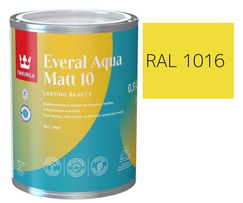 TIKKURILA Everal Aqua Matt [10]  0,9L KOLOR SIARKOWY RAL 1016