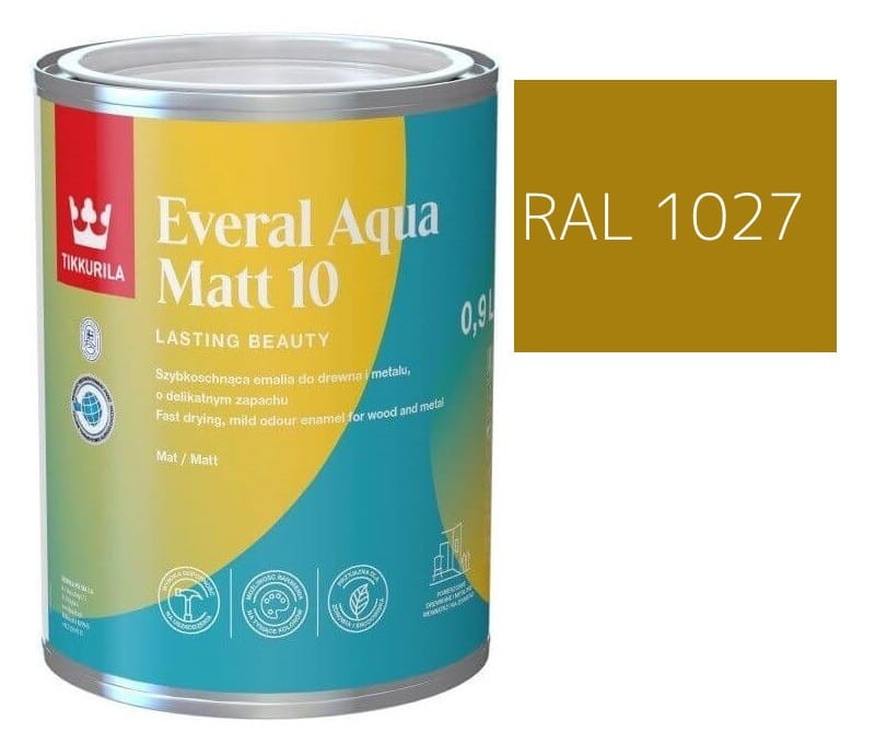 TIKKURILA Everal Aqua Matt [10]  0,9L KOLOR CURRY RAL 1027