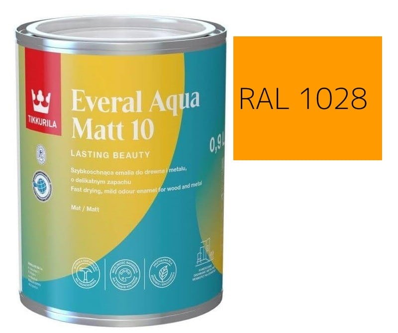 TIKKURILA Everal Aqua Matt [10]  0,9L KOLOR MELONOWY RAL 1028