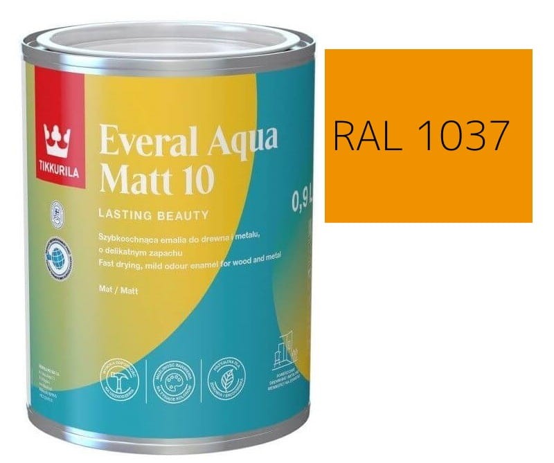 TIKKURILA Everal Aqua Matt [10]  0,9L KOLOR SŁONECZNY RAL 1037