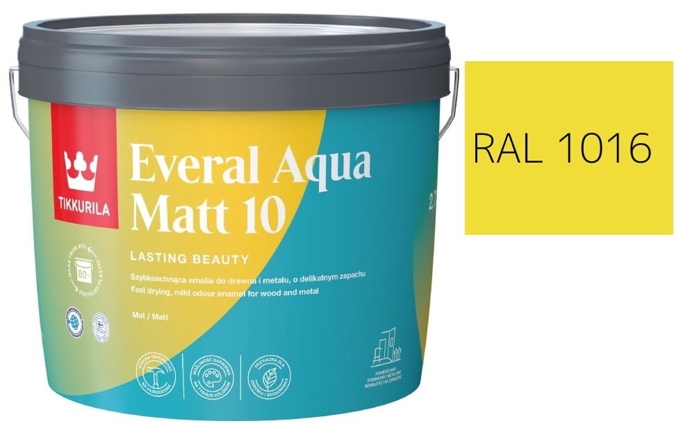 TIKKURILA Everal Aqua Matt [10]  2,7L KOLOR SIARKOWY RAL 1016