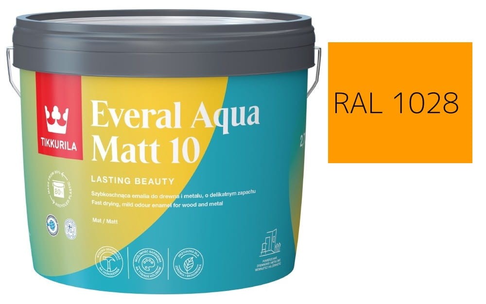 TIKKURILA Everal Aqua Matt [10]  2,7L KOLOR MELONOWY RAL 1028