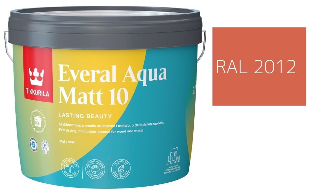 TIKKURILA Everal Aqua Matt [10]  2,7L KOLOR POMARAŃCZOWY ŁOSOSIOWY RAL 2012