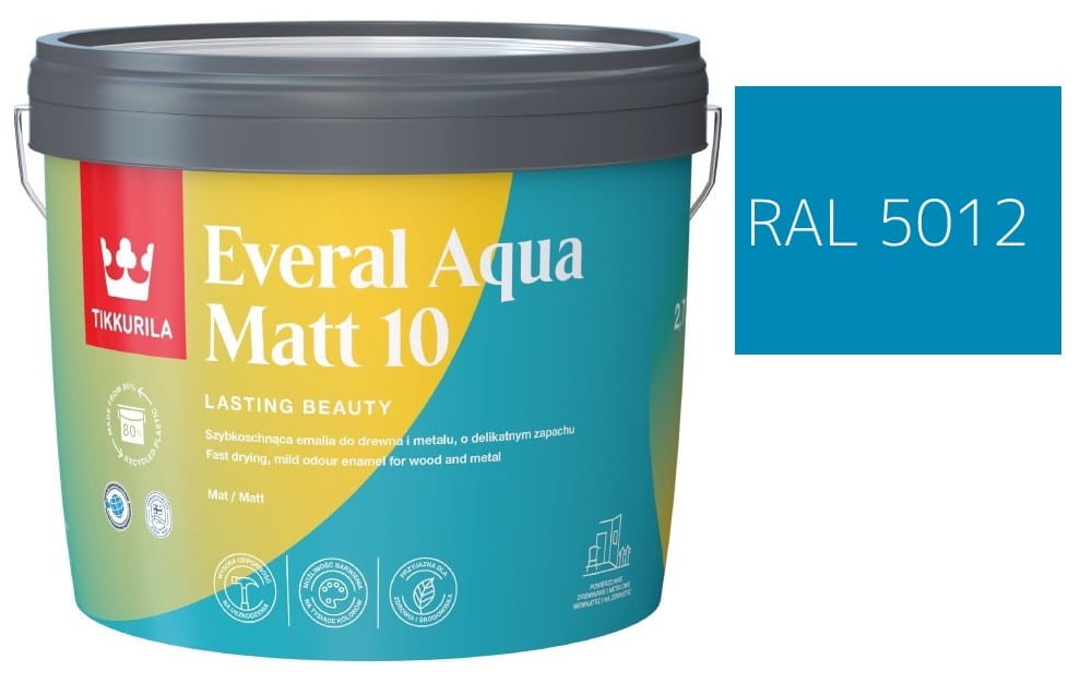 TIKKURILA Everal Aqua Matt [10]  2,7L KOLOR NIEBIESKI JASNY RAL 5012