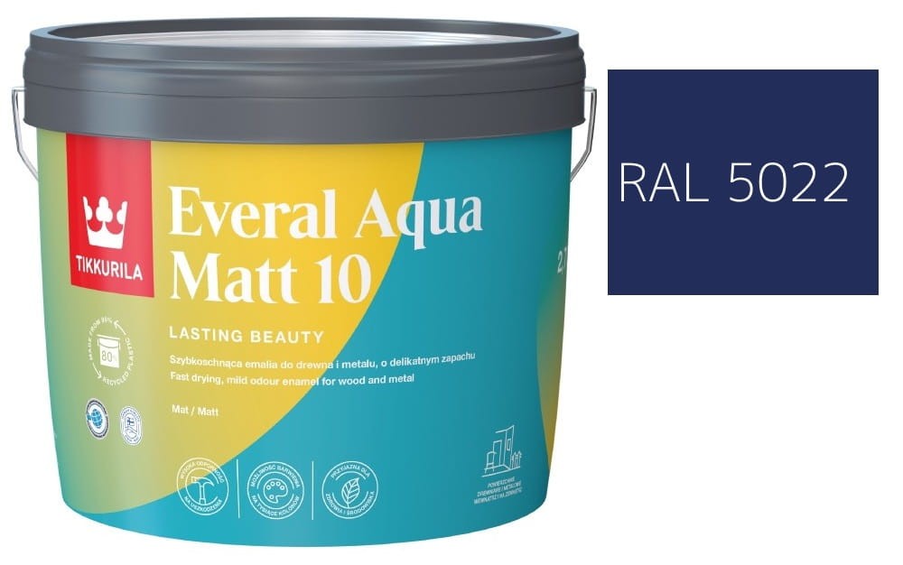 TIKKURILA Everal Aqua Matt [10]  2,7L KOLOR GRANATOWY RAL 5022