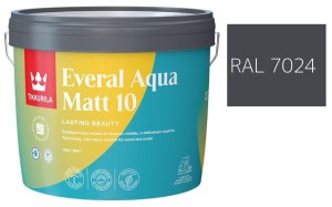 TIKKURILA Everal Aqua Matt [10]  2,7L KOLOR SZARY GRAFITOWY RAL 7024