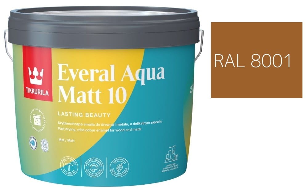 TIKKURILA Everal Aqua Matt [10]  2,7L KOLOR ORZECH JASNY RAL 8001